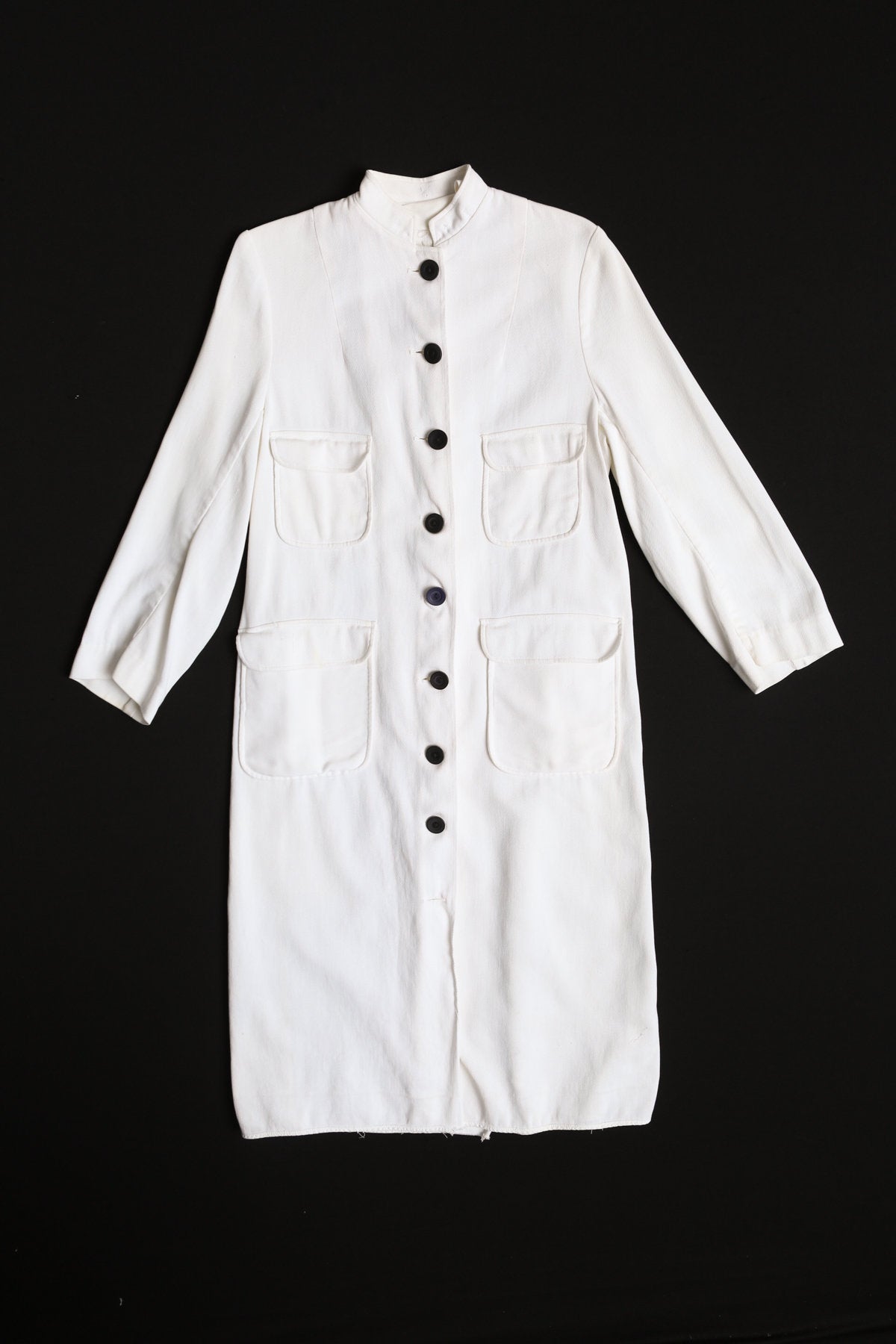 70s Dress / Button Down / White / Long Sleeve