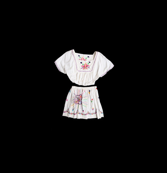 Women 2 Piece Set Embroidered Suit - Top and Skirt