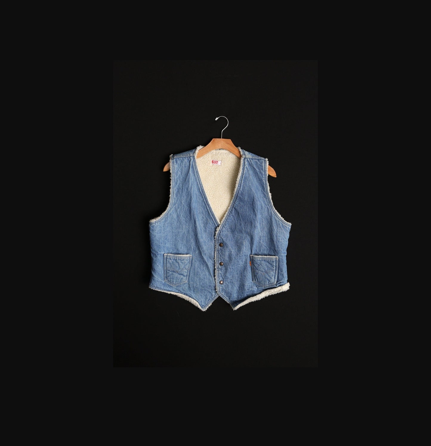 Vintage Levi's Denim Vest / Sherpa / 1970s / Medium Wash