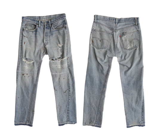 Vintage 501 Levi's Jeans / Distressed / Light Wash / Discolored