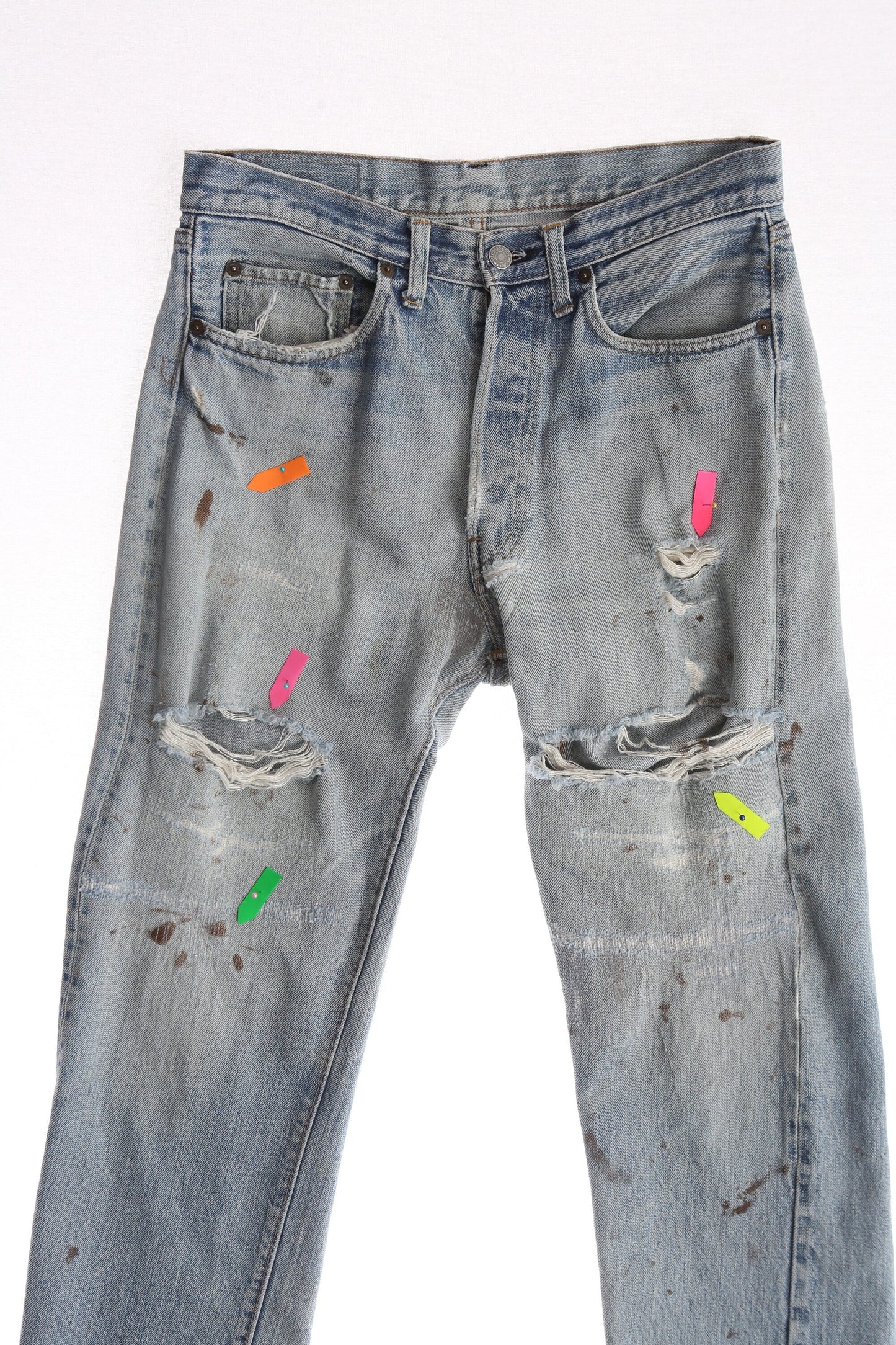 Vintage 501 Levi's Jeans / Distressed / Light Wash / Discolored