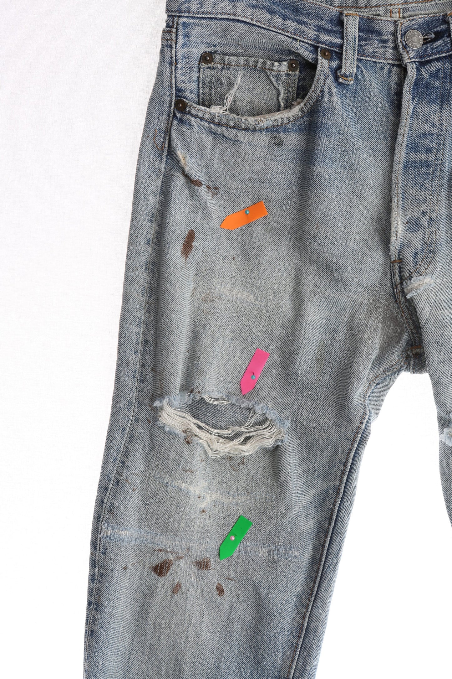 Vintage 501 Levi's Jeans / Distressed / Light Wash / Discolored