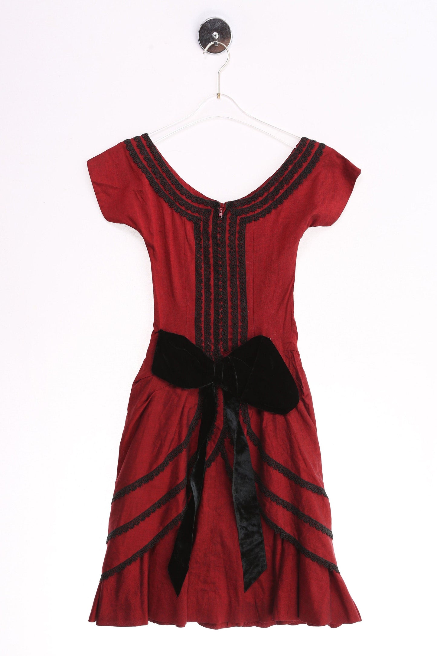 Vintage Evening Dress / 1940s - 1950s / Red / Short Sleeve