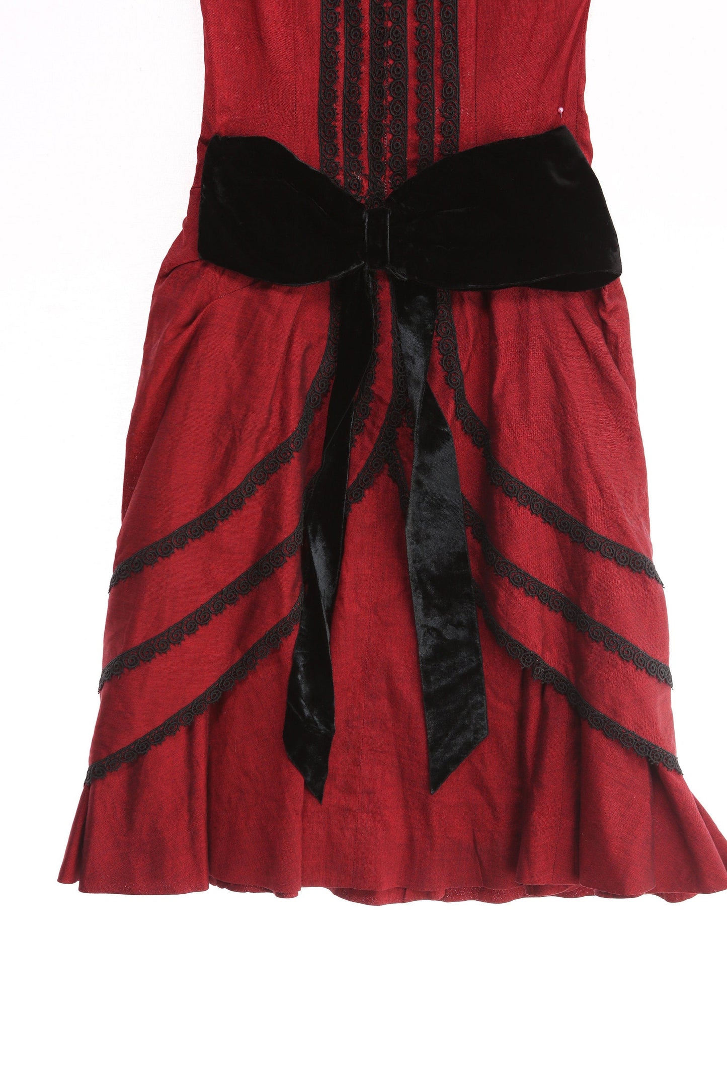 Vintage Evening Dress / 1940s - 1950s / Red / Short Sleeve