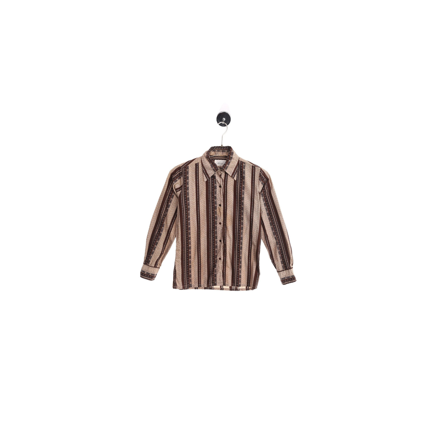 70s Women Brown Polyester Top