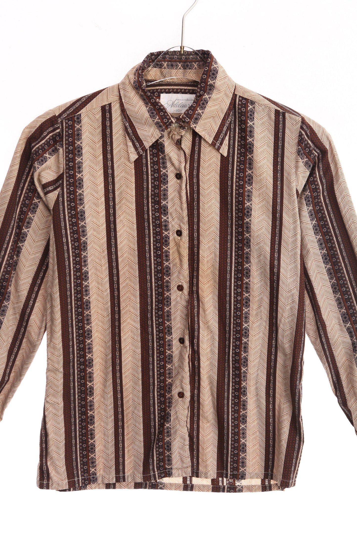 70s Women Brown Polyester Top