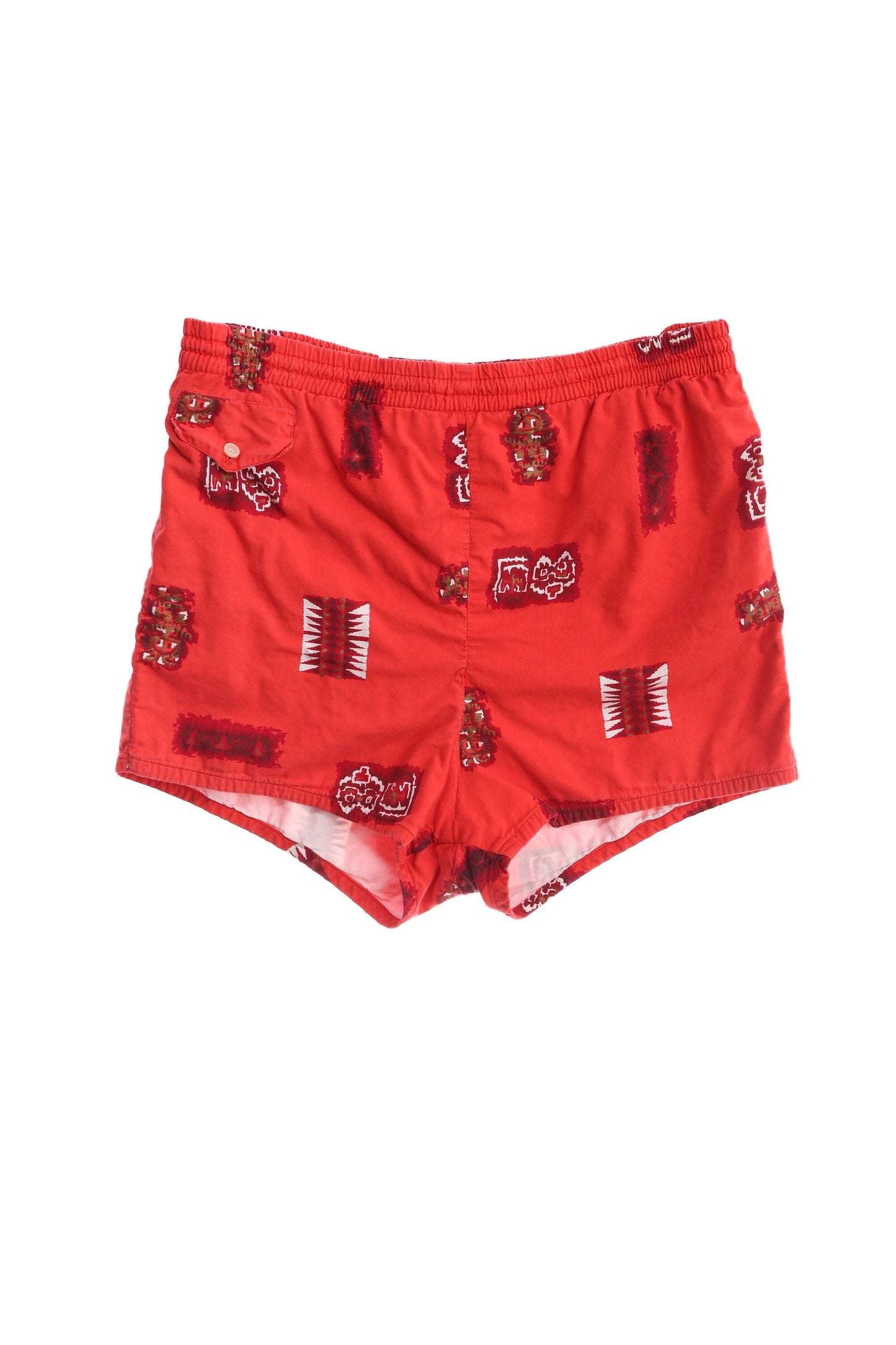 Vintage Men's Red Hawaiian Print Surfing Shorts