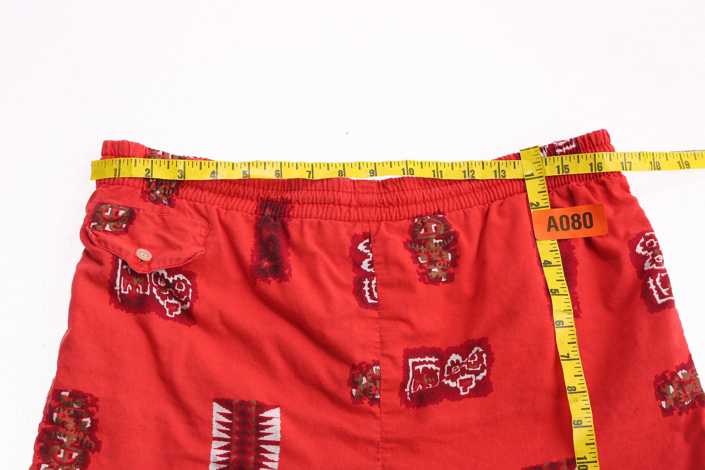 Vintage Men's Red Hawaiian Print Surfing Shorts