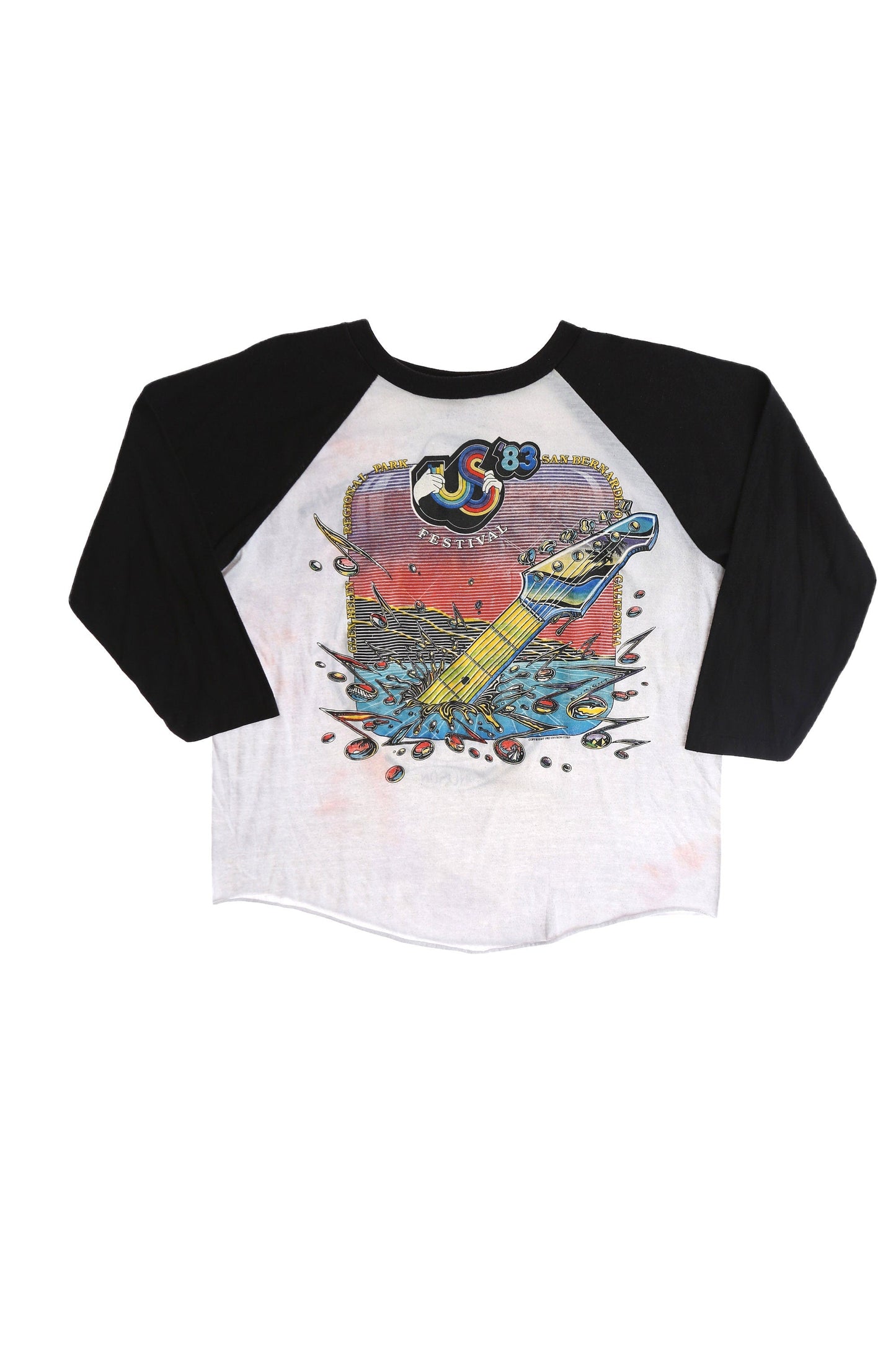 Vintage Concert Shirt - 1983 US Festival - San Bernardino Regional Park - Music Festival - 3/4 Sleeve Graphic Shirt