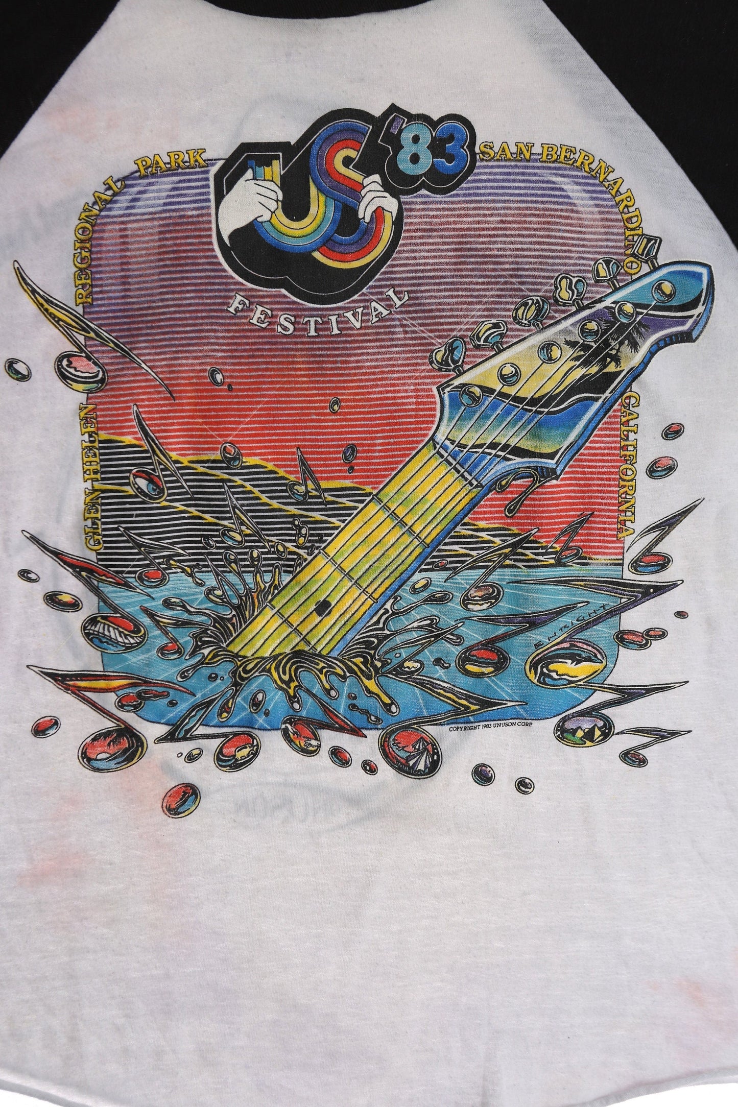Vintage Concert Shirt - 1983 US Festival - San Bernardino Regional Park - Music Festival - 3/4 Sleeve Graphic Shirt