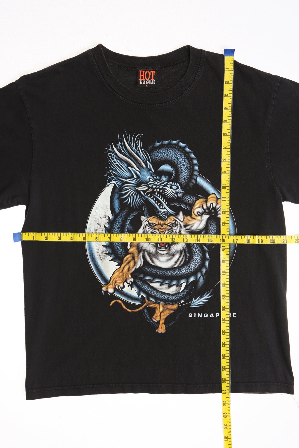 Singapore Tiger VS Dragon Graphic Black Shirt