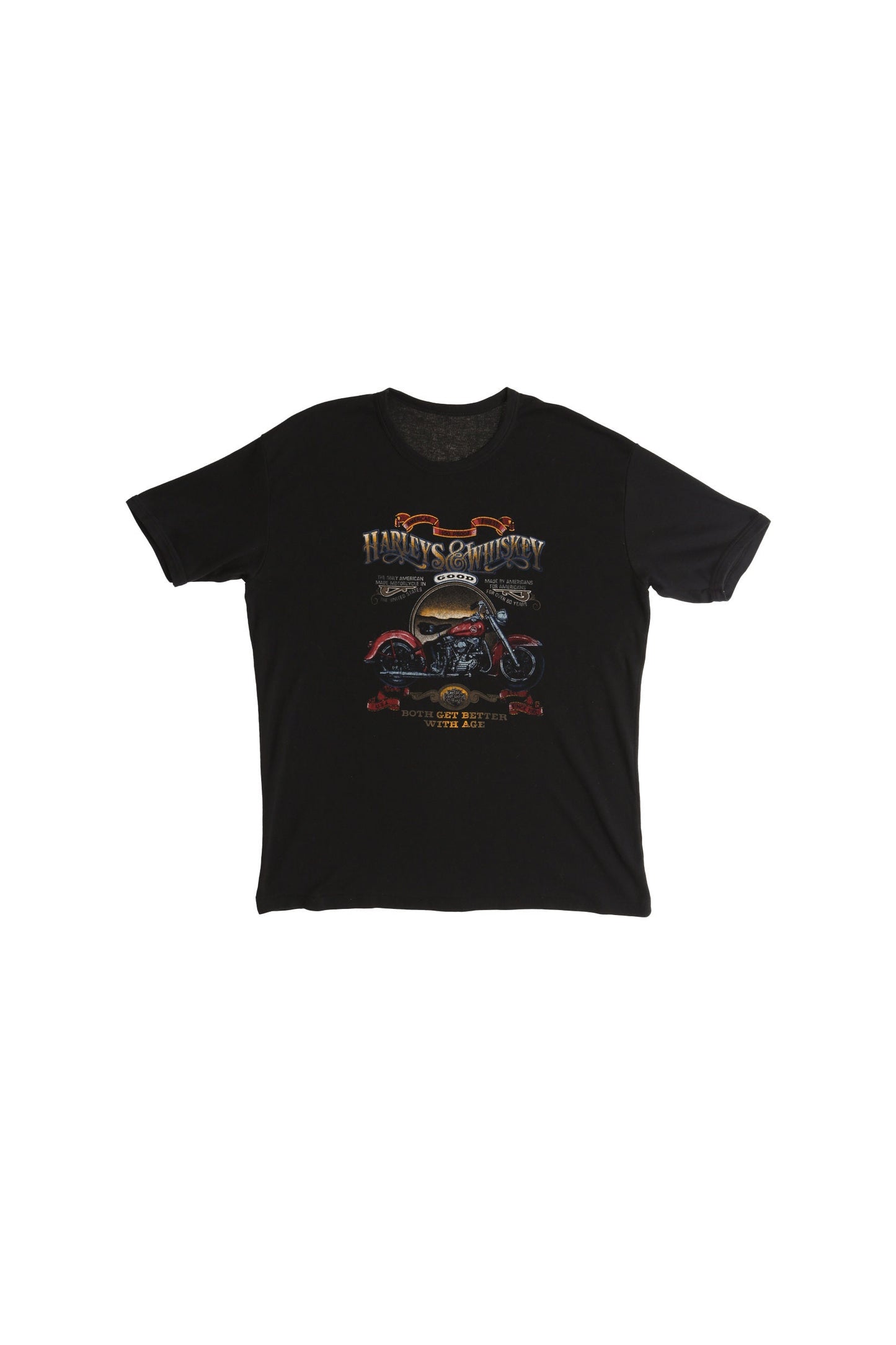 Biker Black Graphic Shirt Harley's and Whiskey's Both Get Better with Age