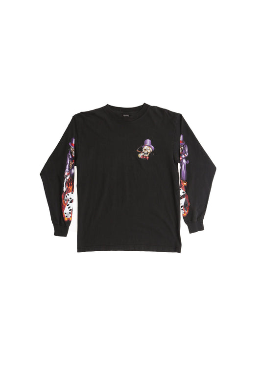 Skull Joker Log Sleeve Black Graphic Shirt