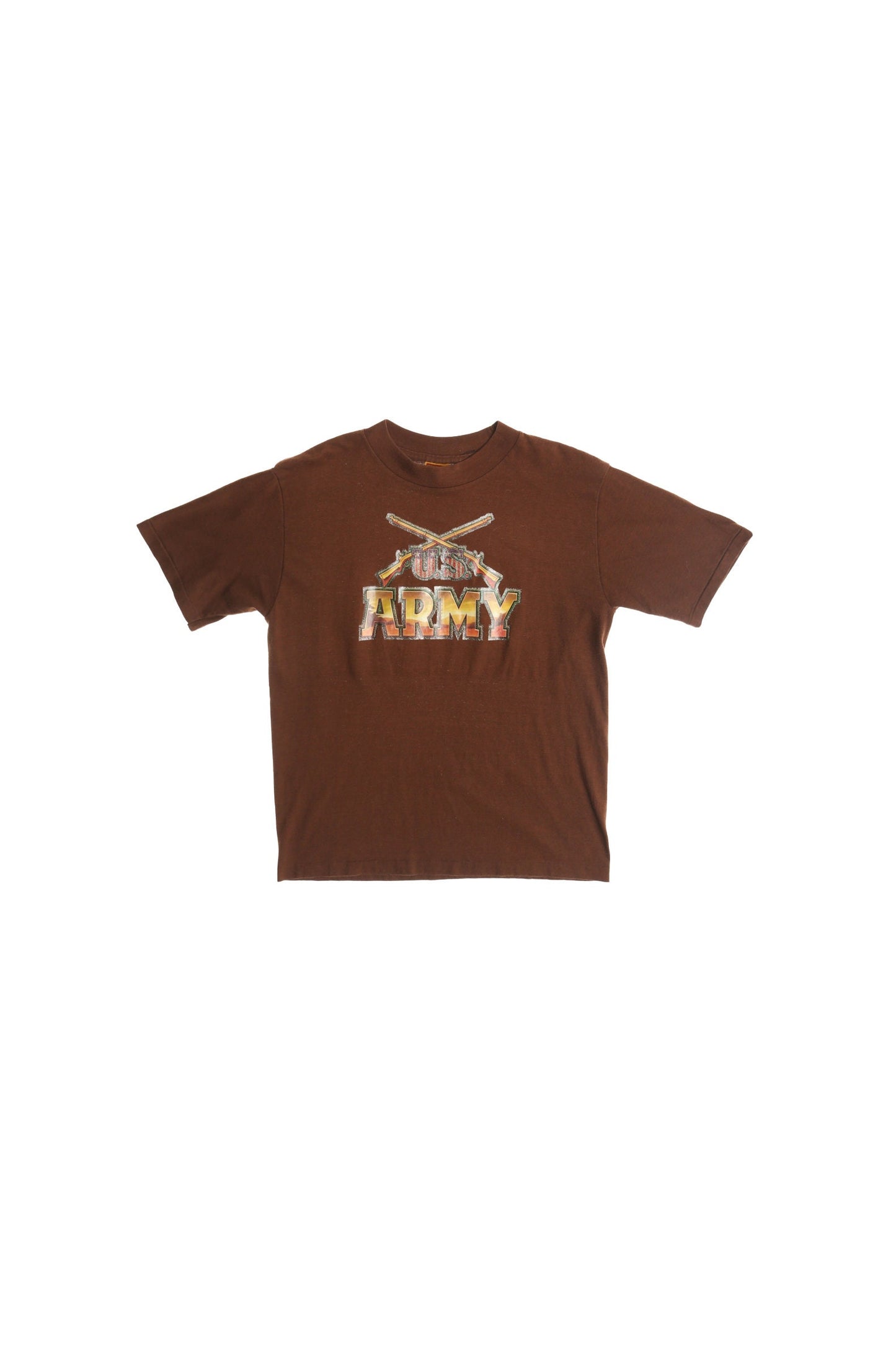 70's Iron Print Army Brown Shirt