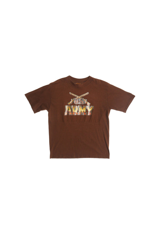 70's Iron Print Army Brown Shirt