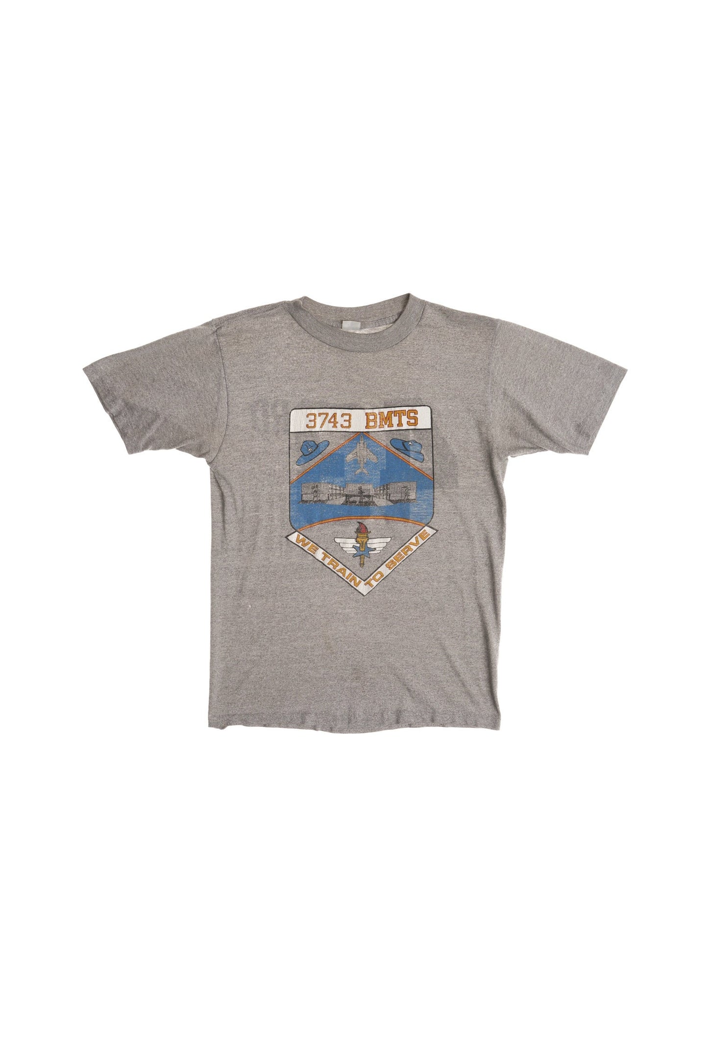 3743 BMTS We Train To Serve Military School Gray Graphic Shirt