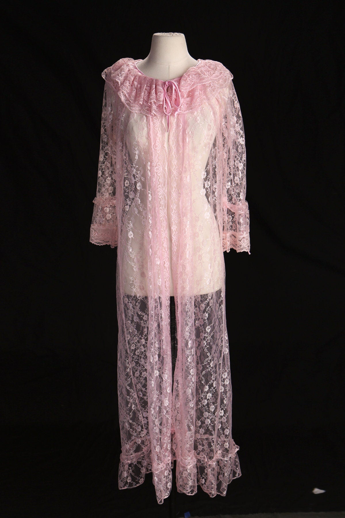 Vintage Pink Nightgown Lace Dress