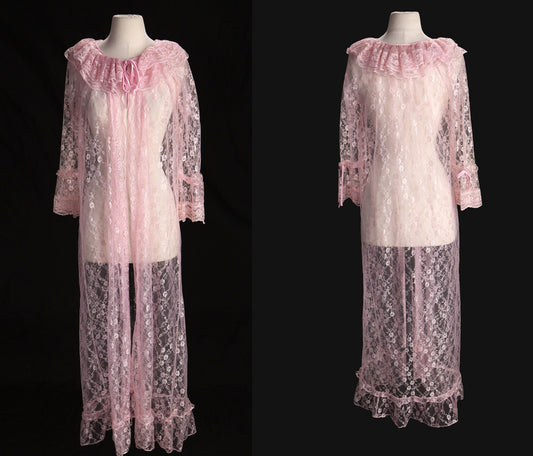 Vintage Pink Nightgown Lace Dress