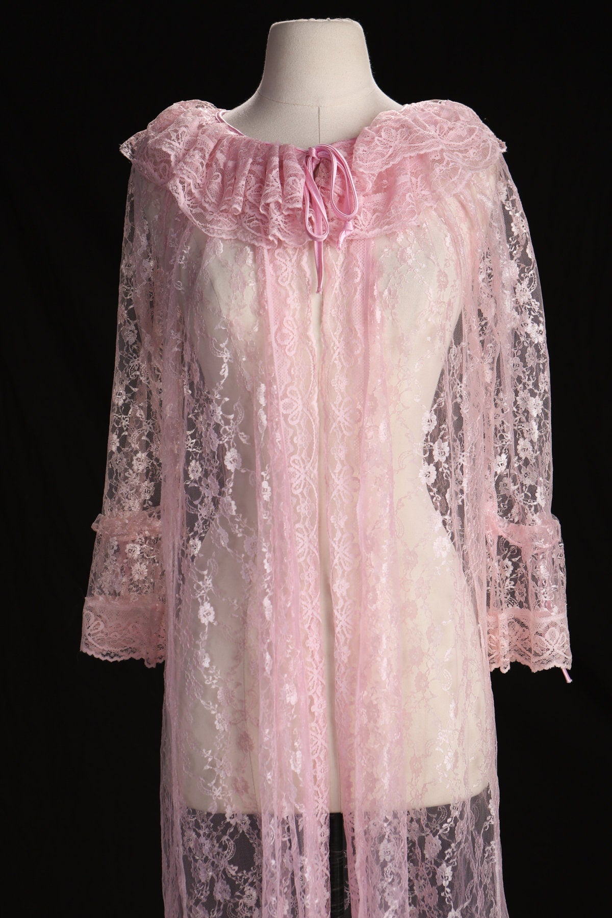 Vintage Pink Nightgown Lace Dress