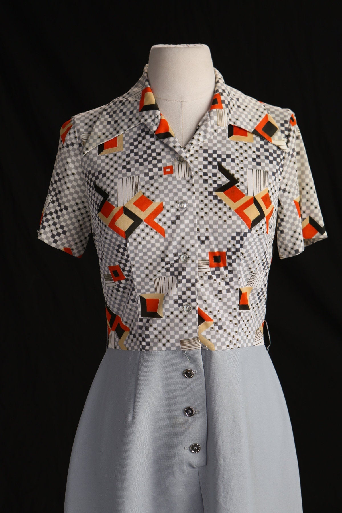 70's Gray Casual Dress