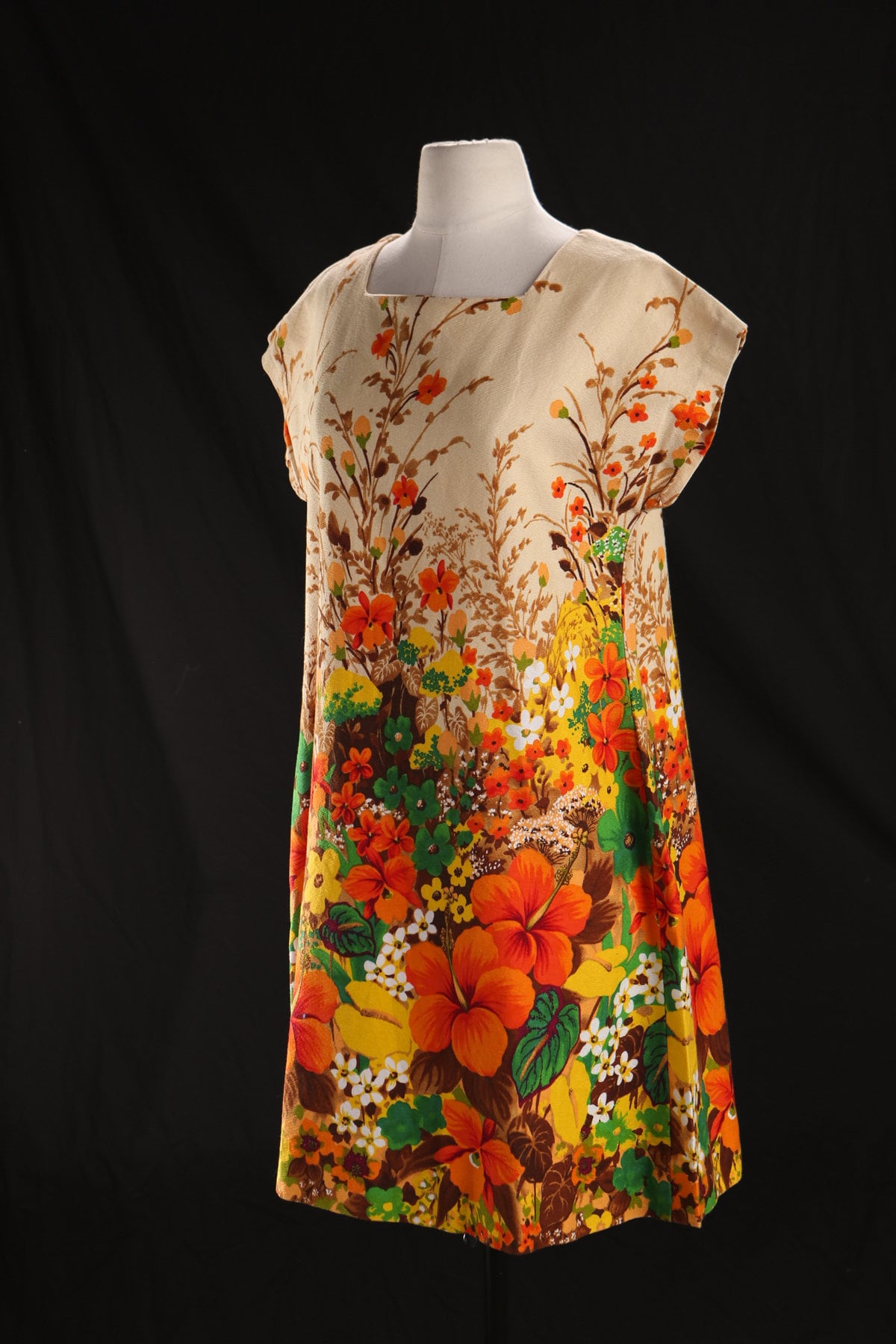 Vintage Floral Print Hawaiian Style Summer Dress