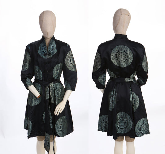 Vintage Black Cheongsam Brocade Dress