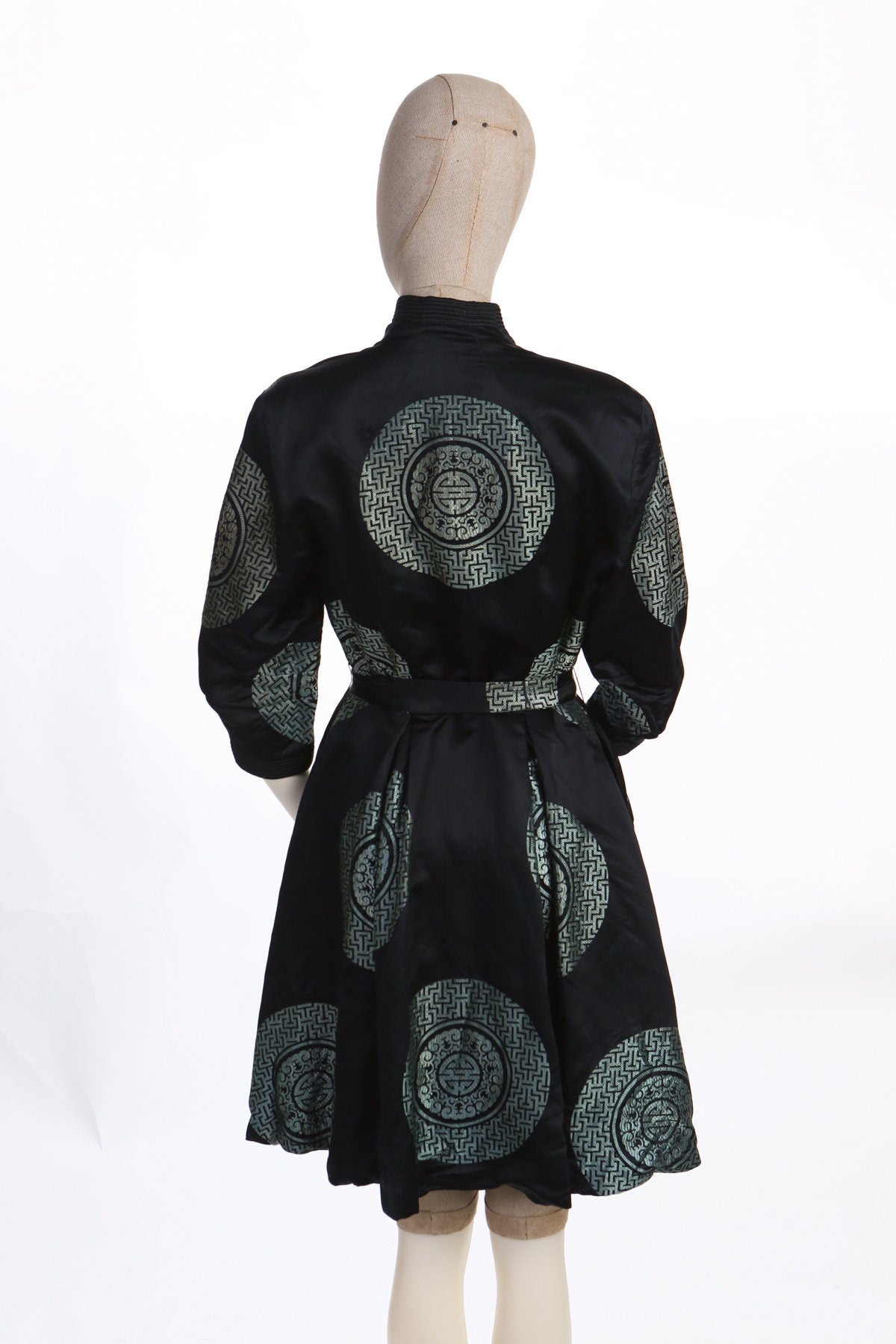 Vintage Black Cheongsam Brocade Dress
