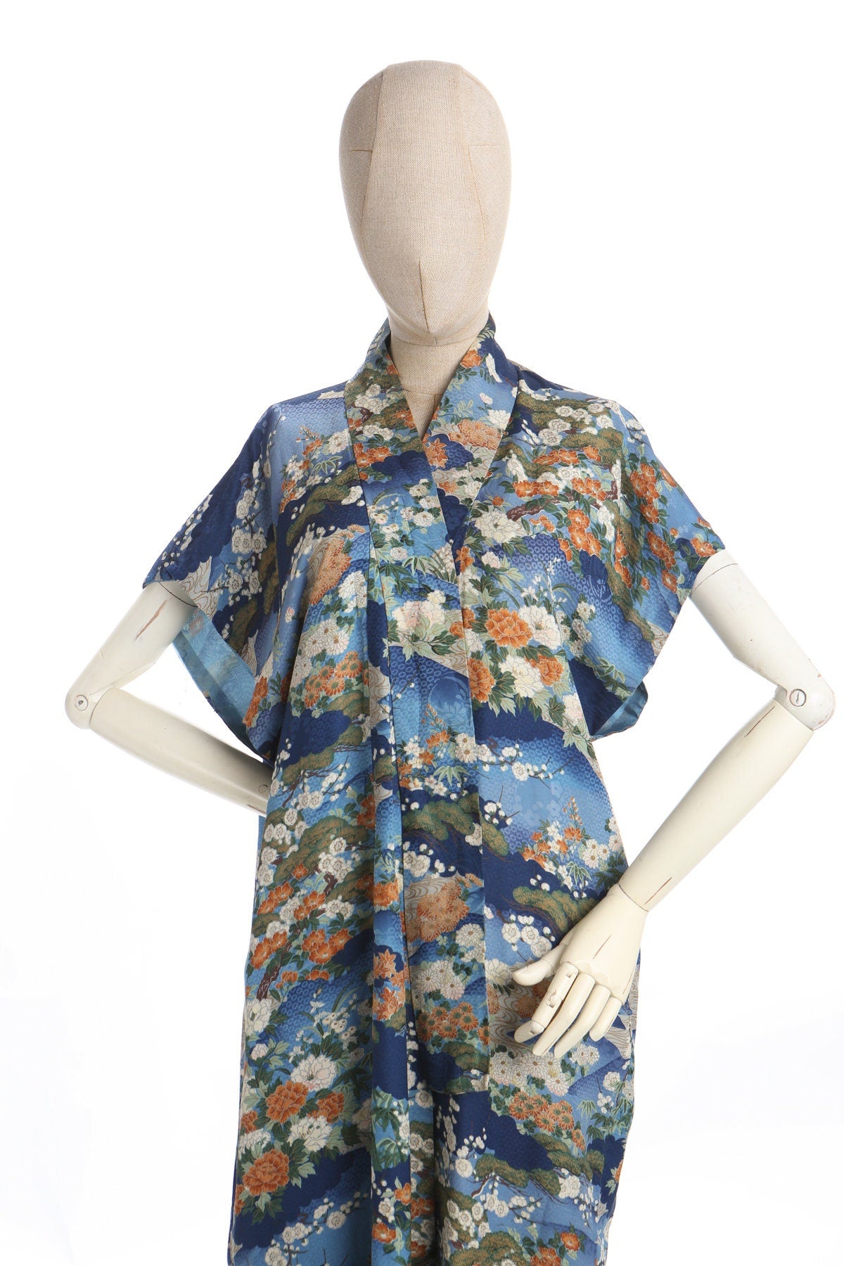 Kimono Robe - Blue Floral Print