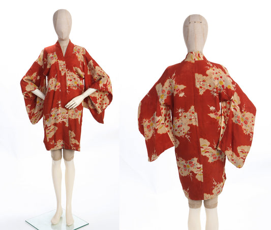 Kimono Robe - Orange Floral Print