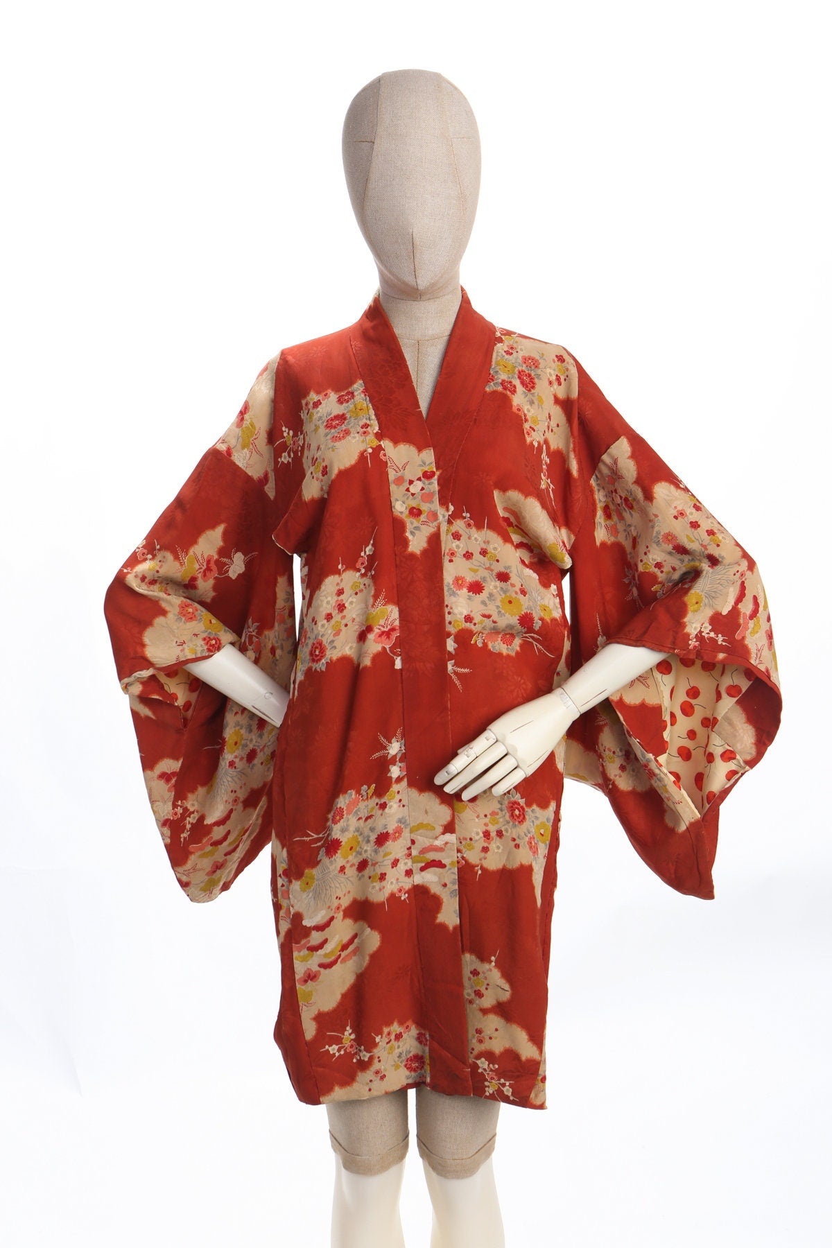 Kimono Robe - Orange Floral Print