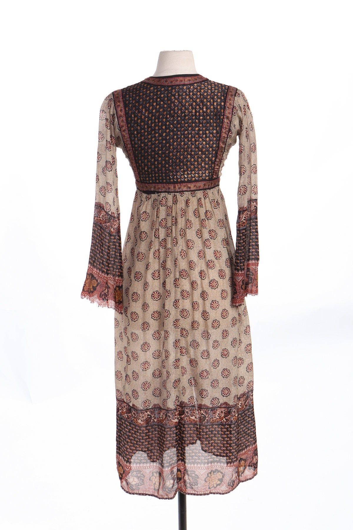 Vintage Women Bohemian Block Print Cotton Summer Dress