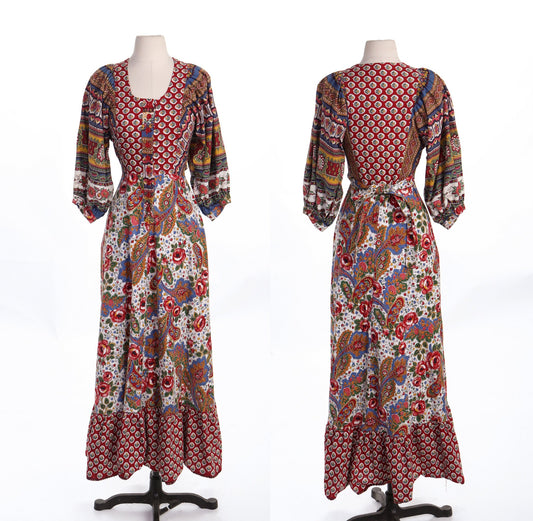 70's Patchwork Cotton Summer Dress