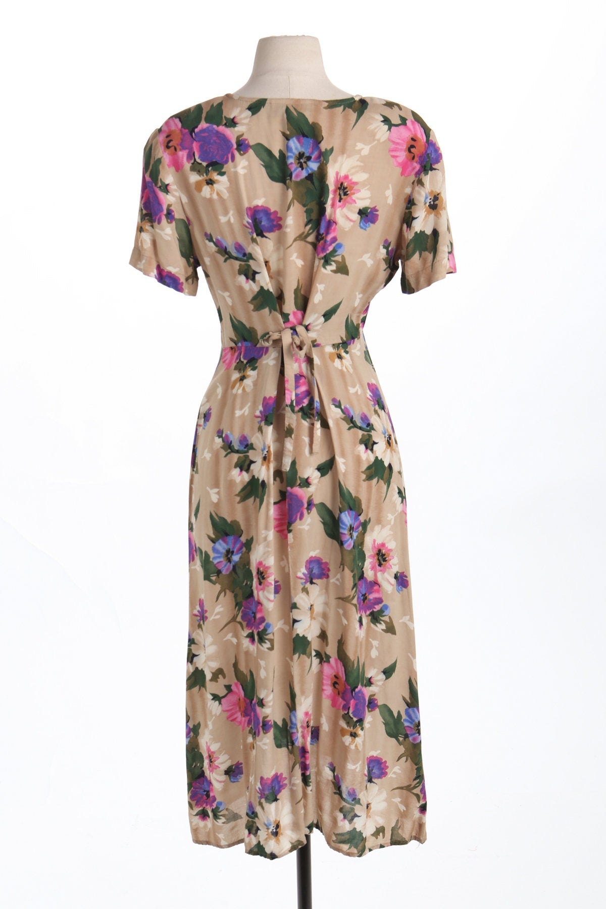 Women Floral Print Beige Summer Long Dress