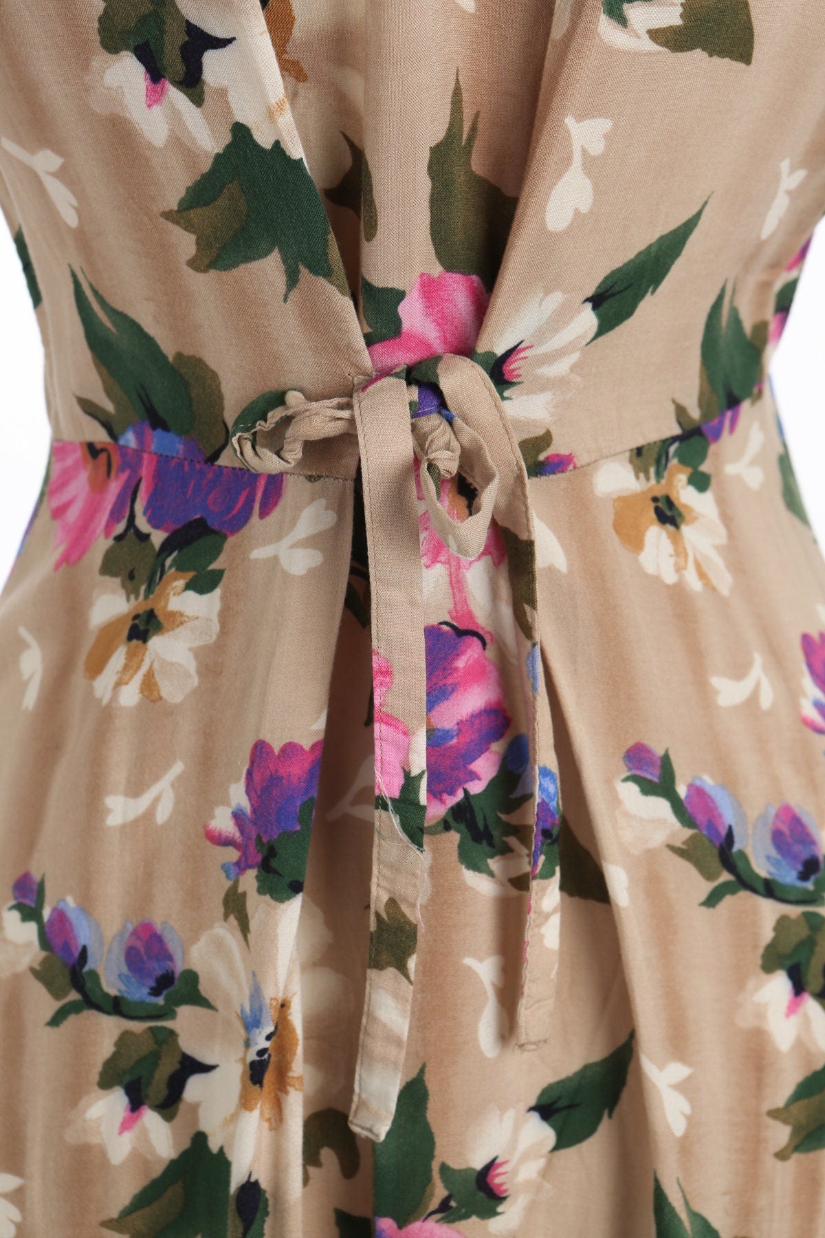Women Floral Print Beige Summer Long Dress