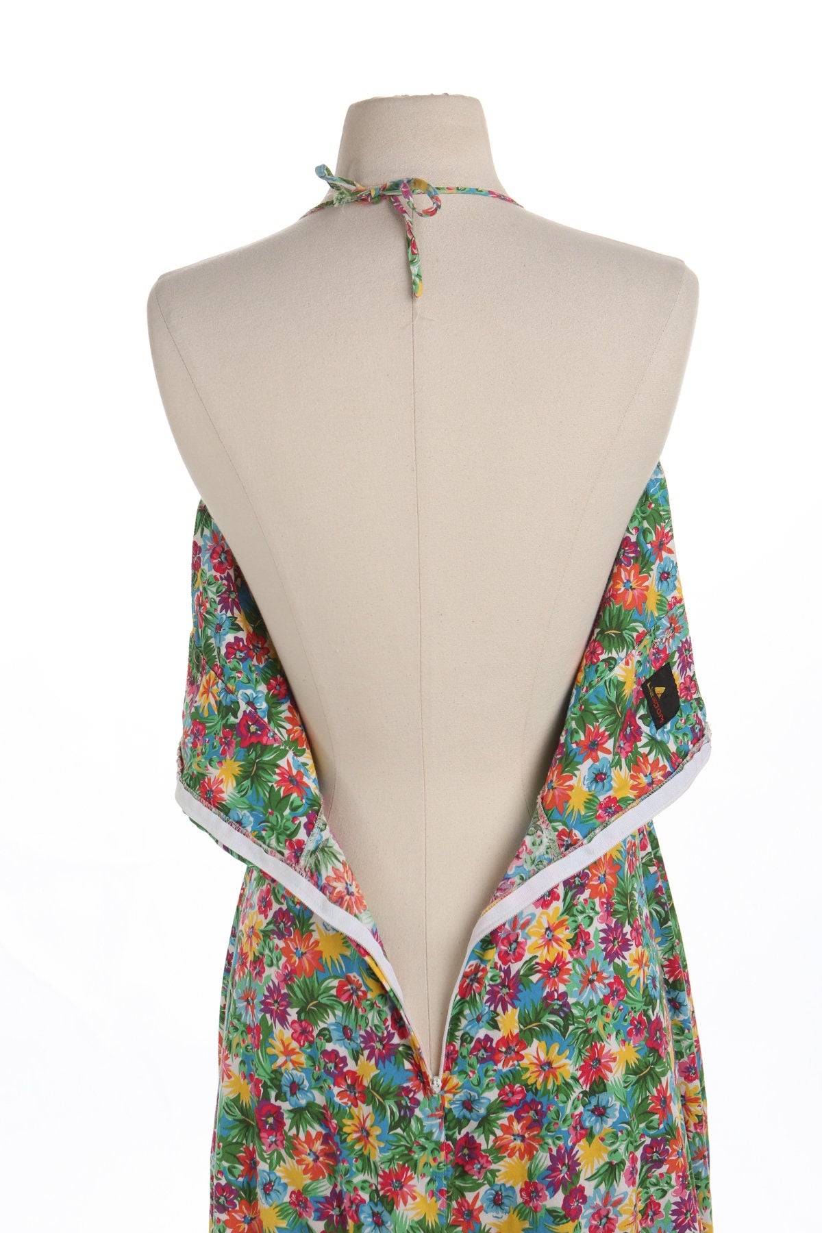 90's Floral Print Cotton Summer Strap Colored Dress