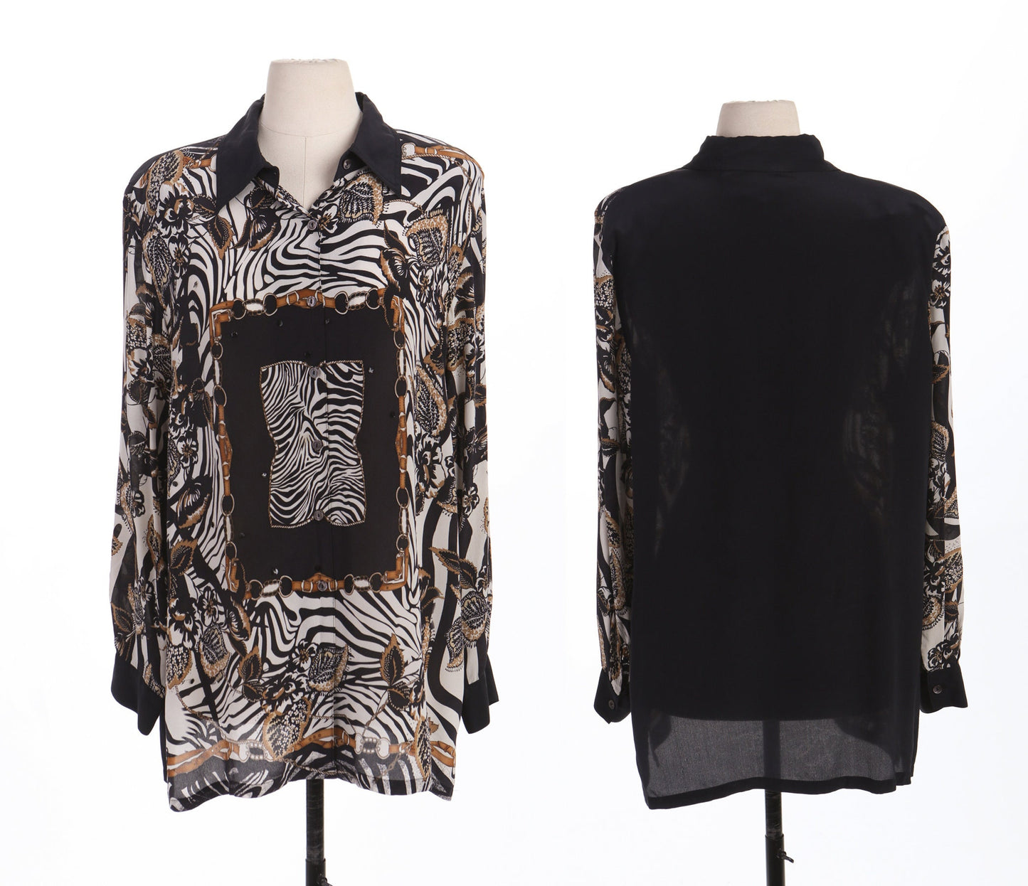 Vintage Silk Blouse with Zebra Print