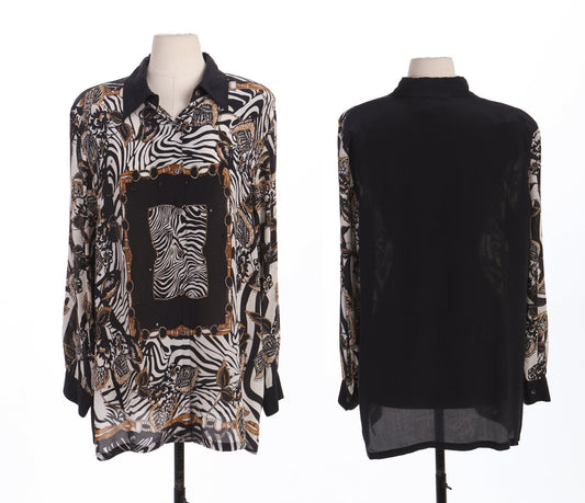 Vintage Silk Blouse with Zebra Print