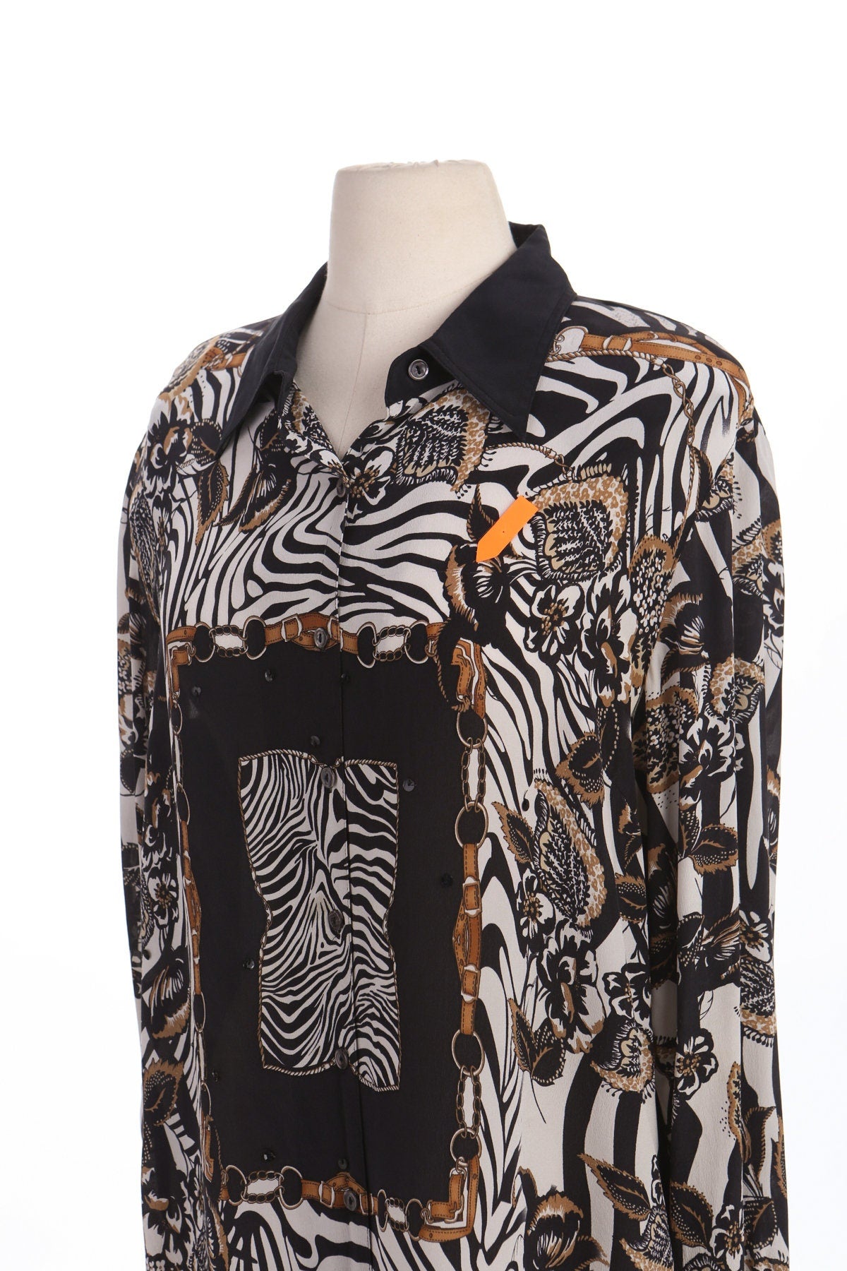 Vintage Silk Blouse with Zebra Print