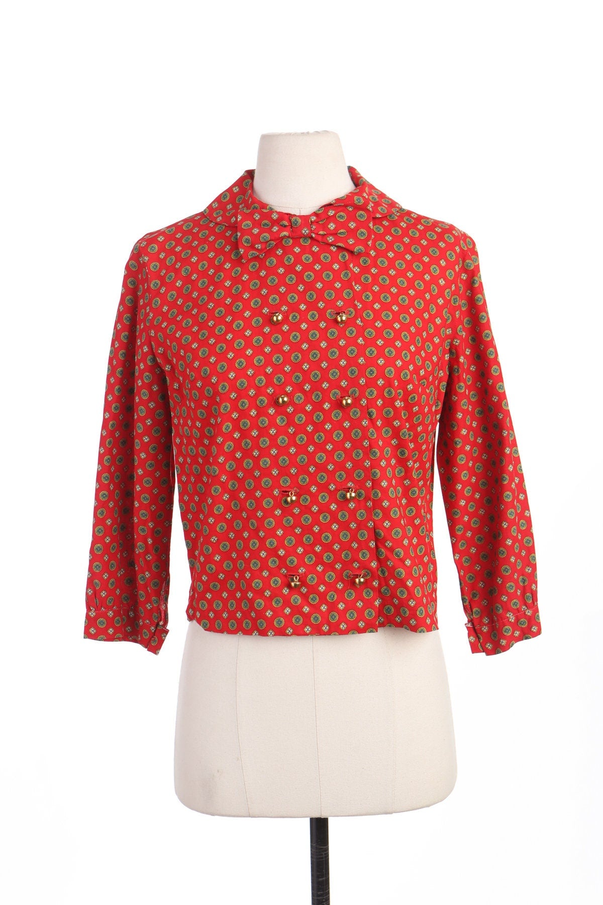 Vintage Women Red Cropped Casual Jacket 60's - 70's