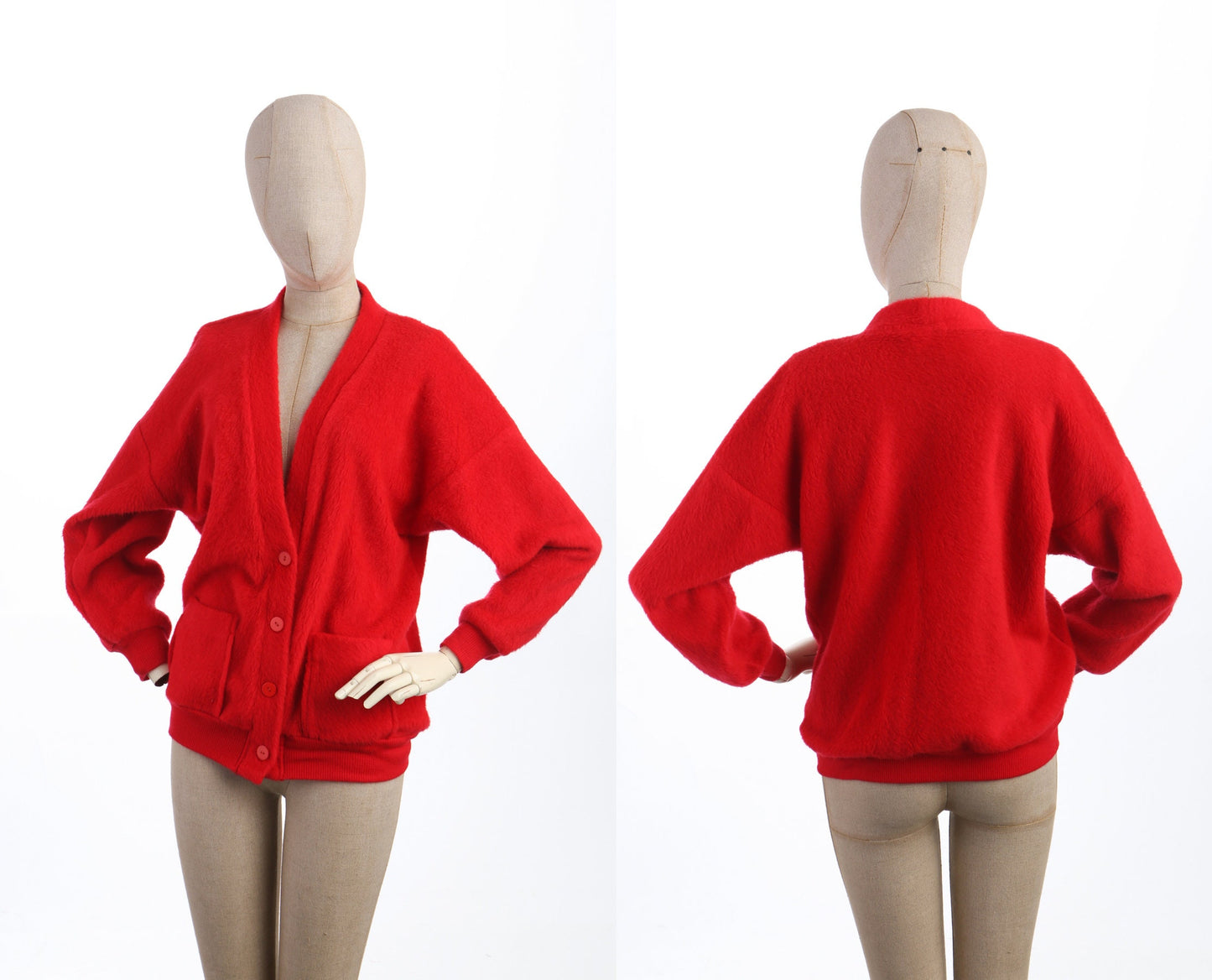 Vintage Women Red Cardigan Sweater