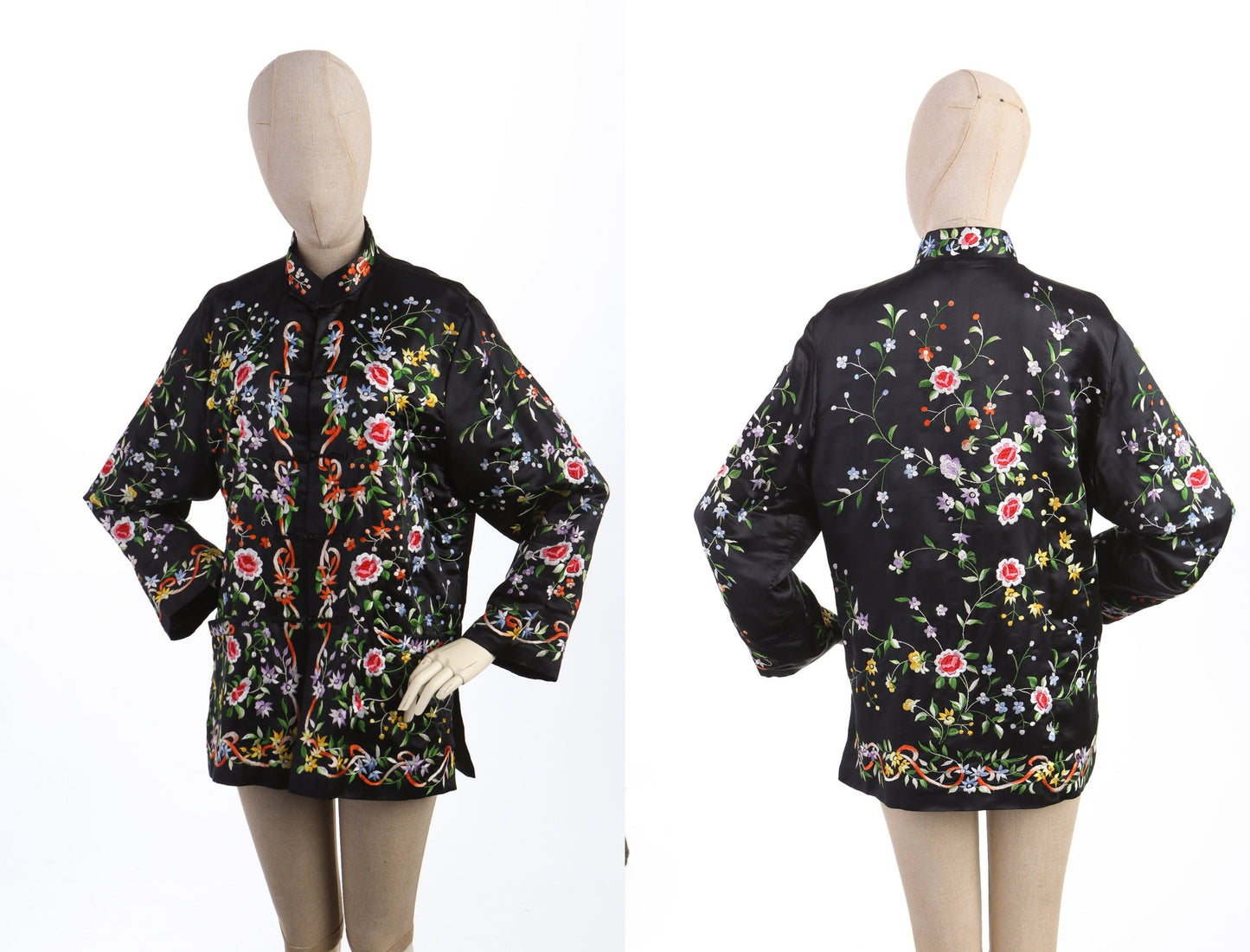 Cheongsam Black Floral Embroidered Jacket