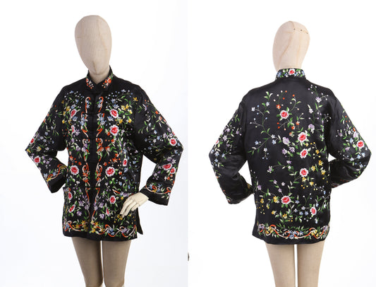 Cheongsam Black Floral Embroidered Jacket