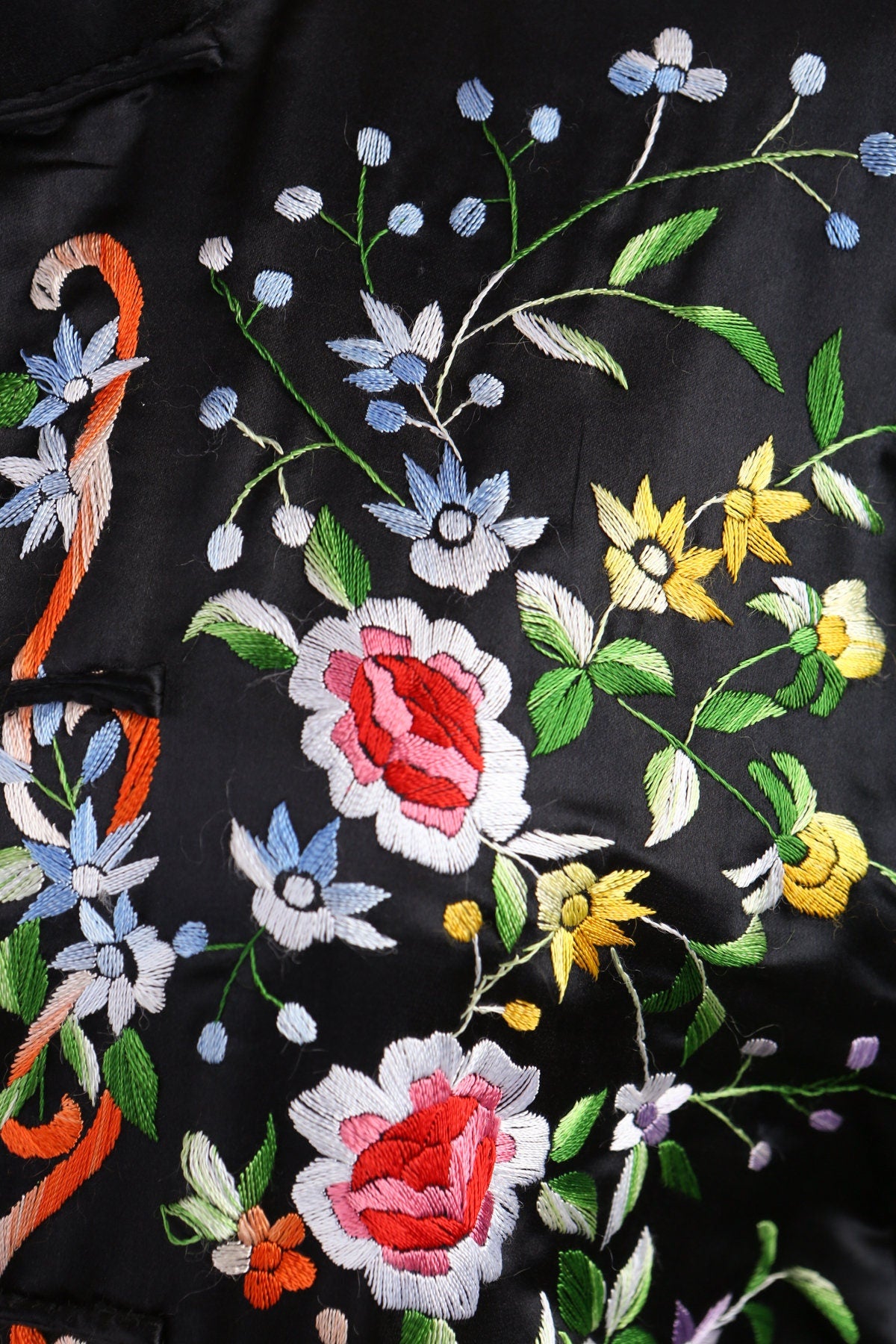 Cheongsam Black Floral Embroidered Jacket
