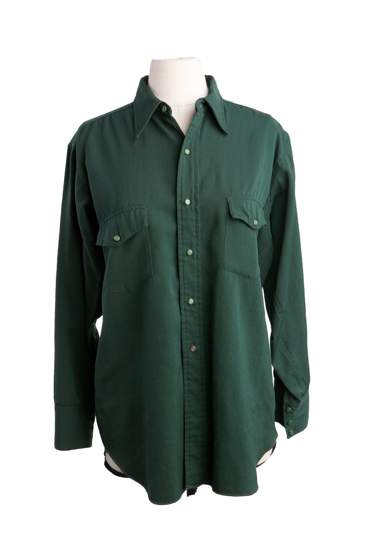 Vintage Men Long Sleeve Green Western Shirt