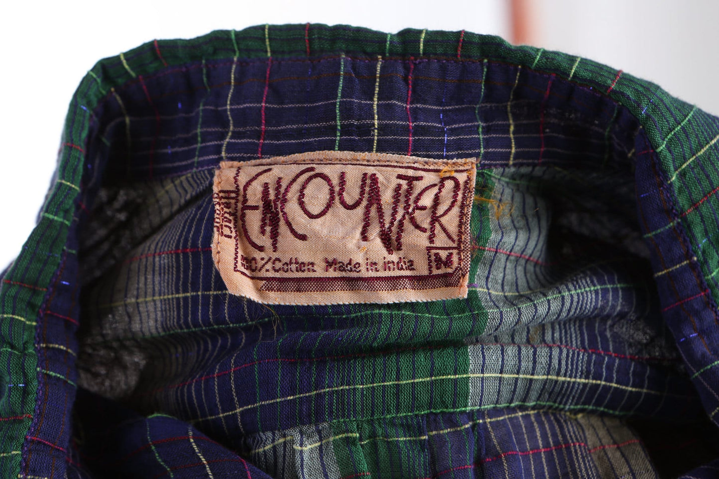 70's Women Plaid Cotton Button Up Blouse