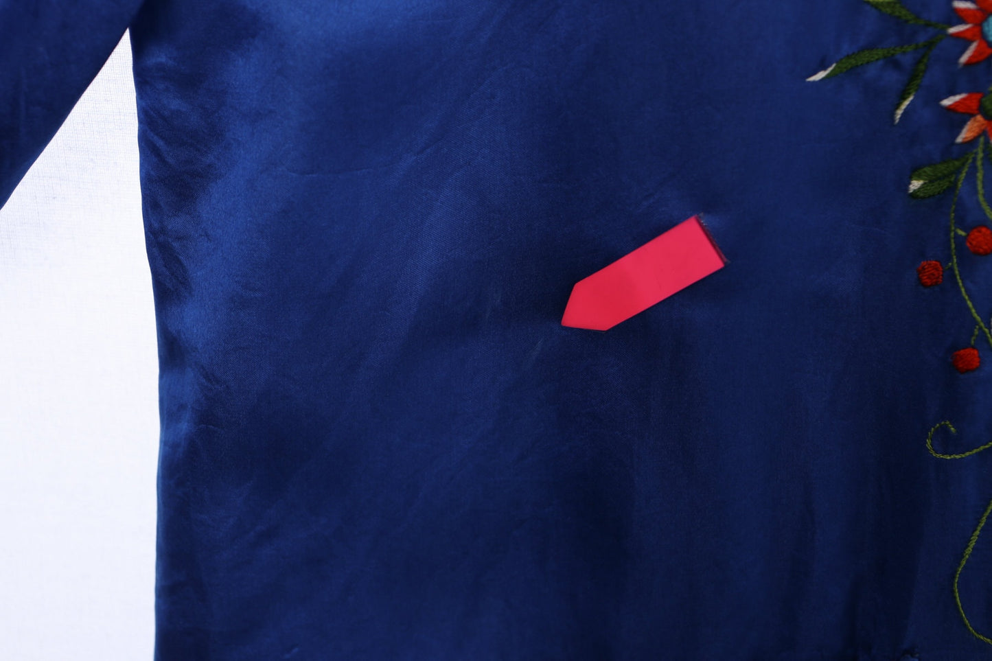 Vintage Blue Cheogsam Embroidered Blouse