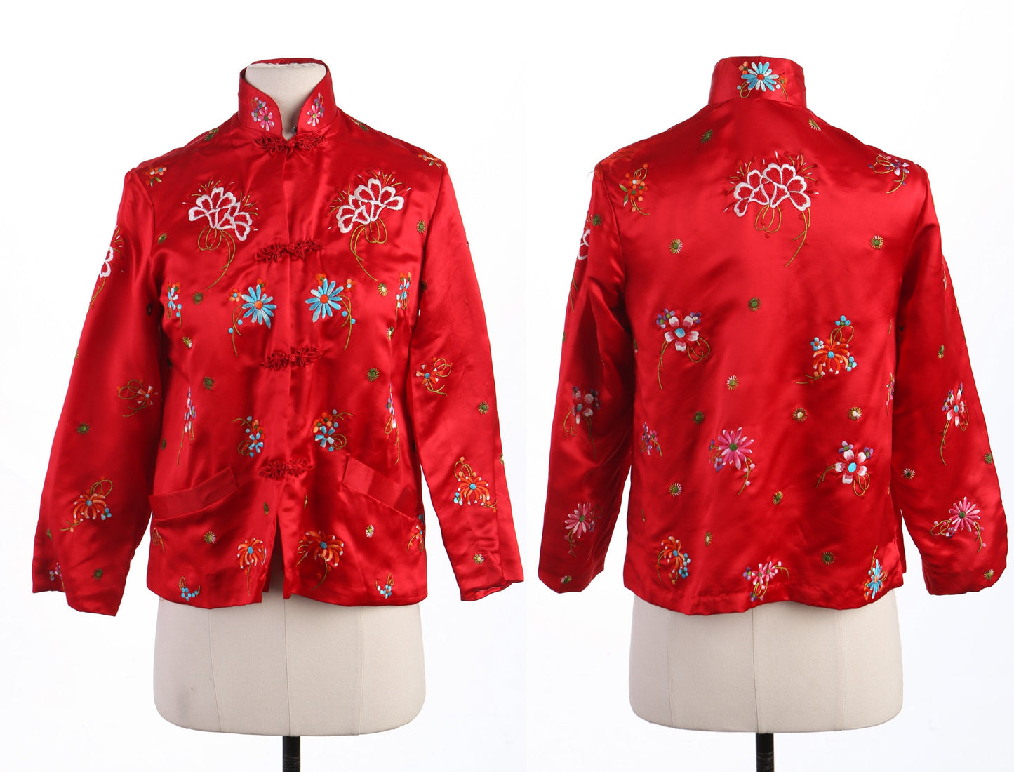 Women Red Cheongsam Chinese Embroidered Jacket