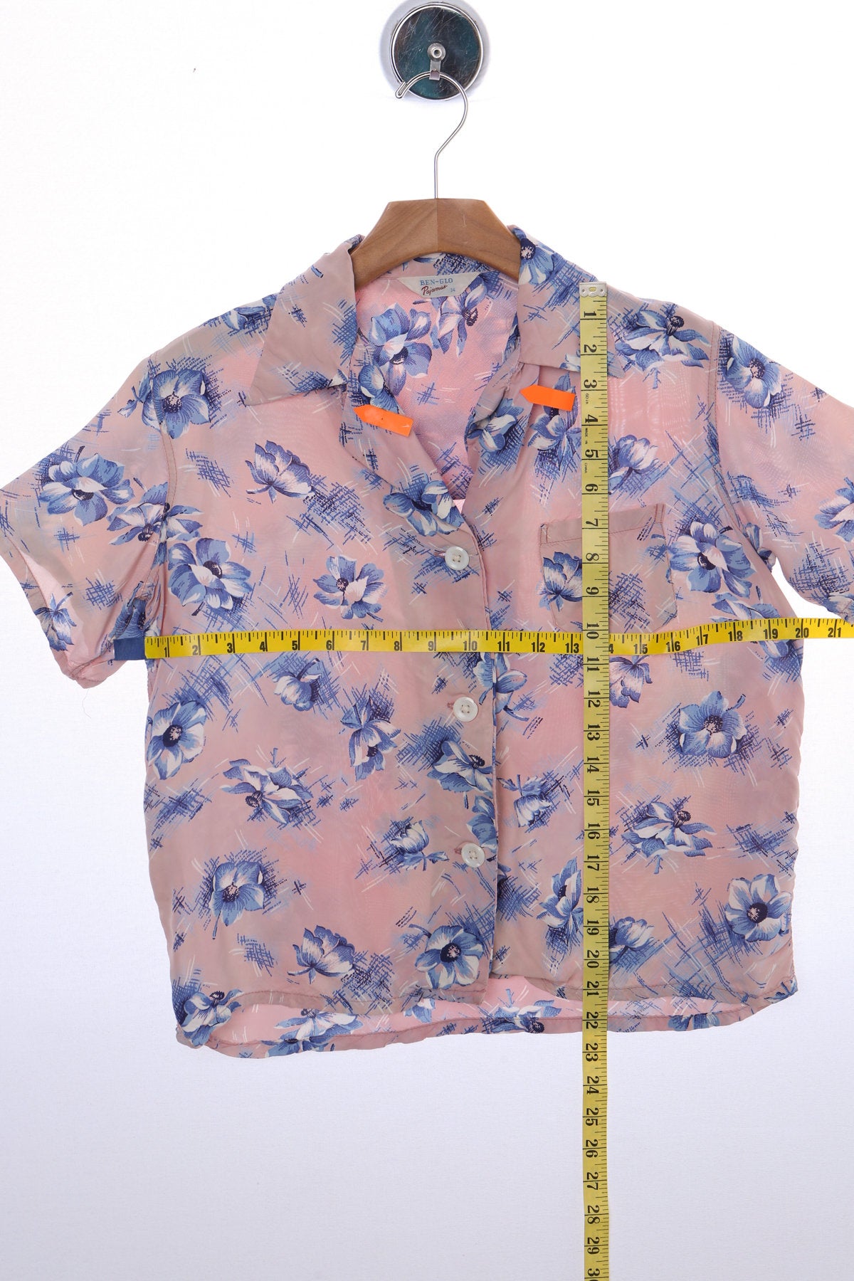 Vintage Women Pajama Floral Print Pink Blouse - Era (40's - 50's)