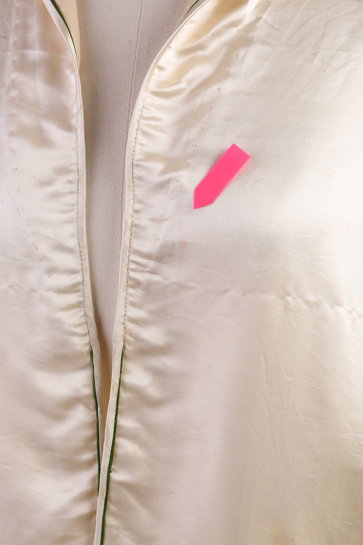 Vintage Beige Silk Green Embroidered Dragon Blouse