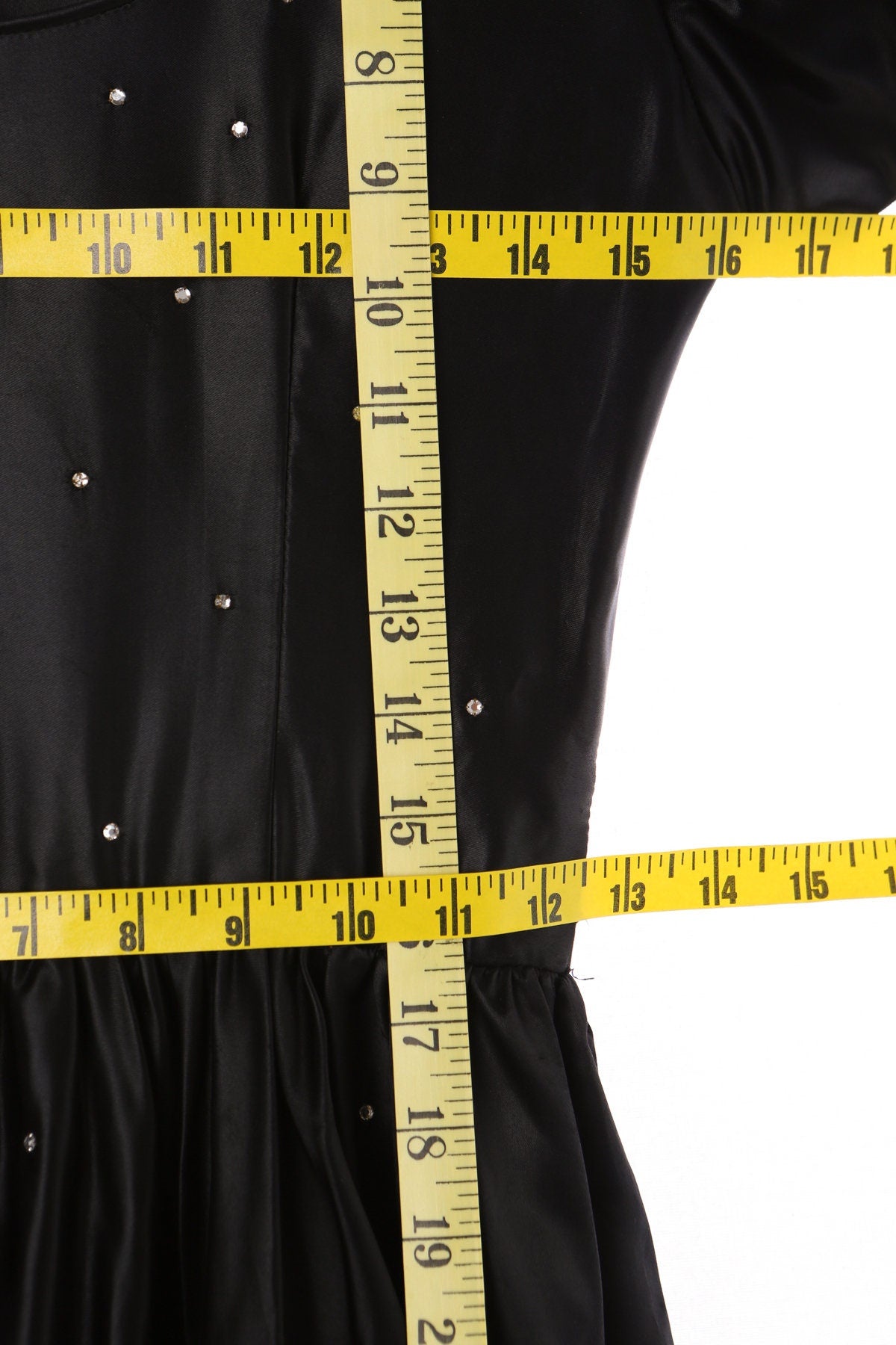 50's Women Black Casual Dress With Rhinestones